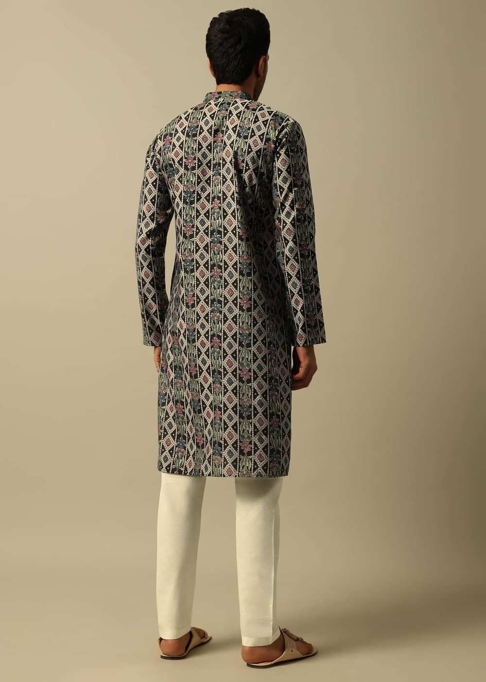 Classic Black Cotton Kurta Set For Men