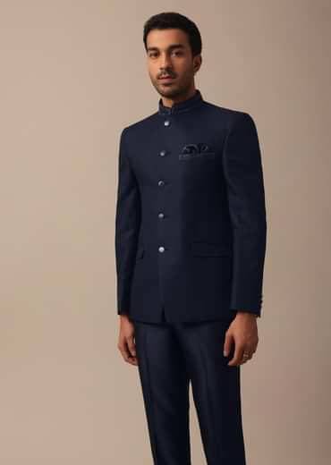 Classic Blue Bandhgala Jodhpuri Suit