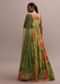 Classic Green Crepe Floor length Embroidered Anarkali With Net Dupatta