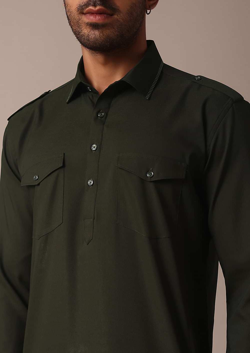 Classic Green Pathani Kurta Set For Eid