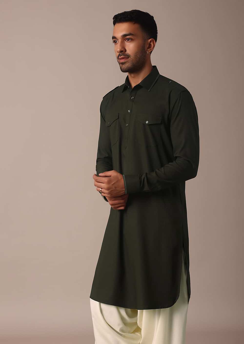 Classic Green Pathani Kurta Set For Eid