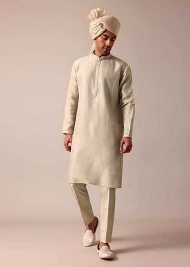 Classic Grey Silk Sherwani Set Classic Grey Silk Sherwani Set