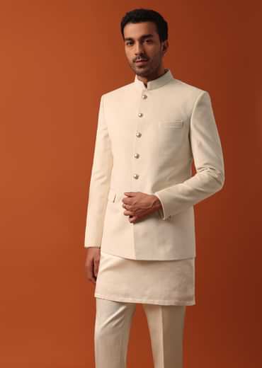 Classic White Men’s Jodhpuri Set For Wedding Elegance