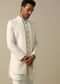 Classic White Textured Indowestern Set