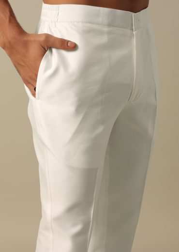 Classic White Textured Indowestern Set