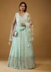 Powder Blue Anarkali Suit With Mirror Embroidery