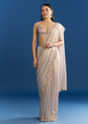 Cloud Grey Organza Tissue Saree With Embellished Border