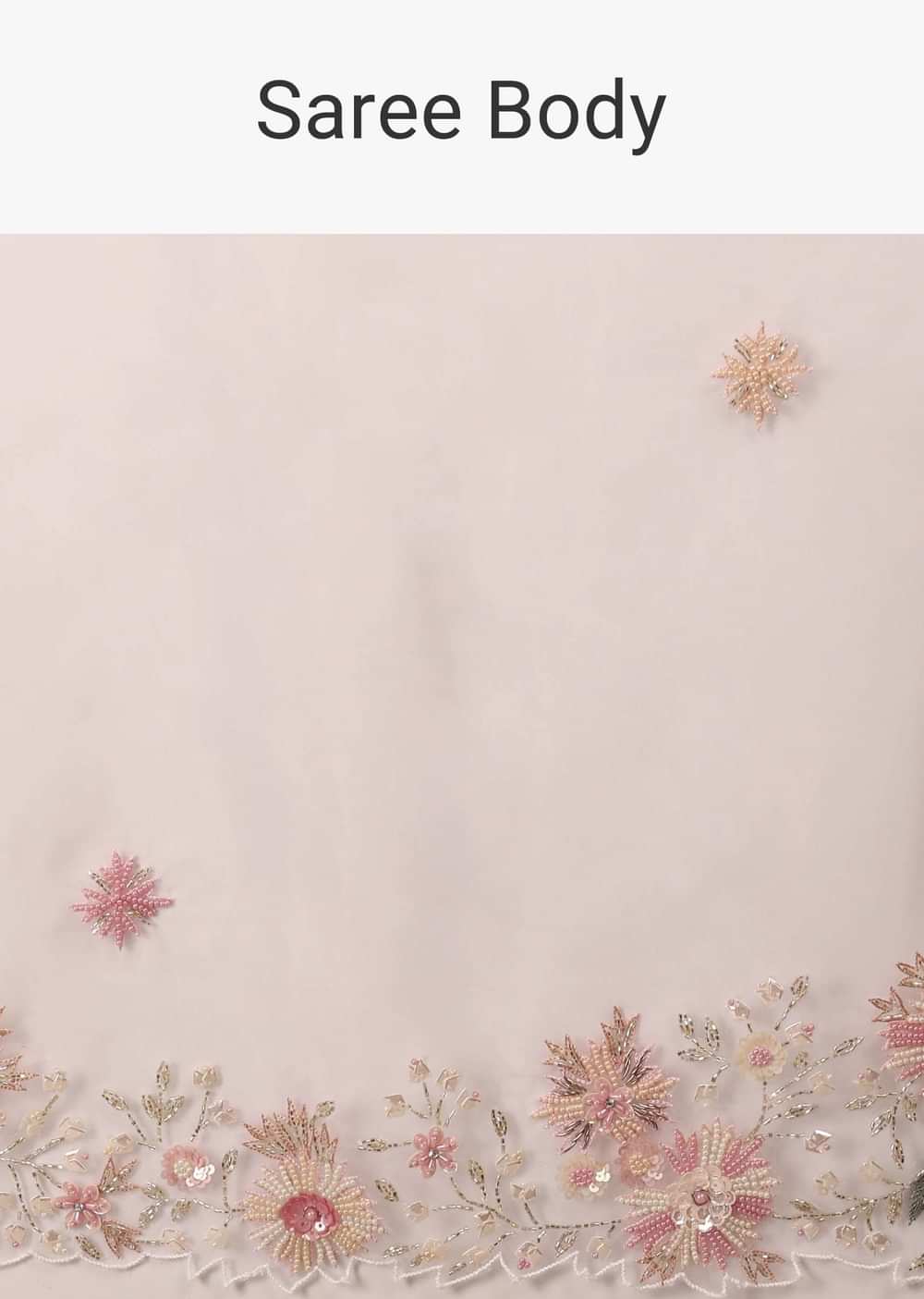 Daisy Dancer White Saree In Organza With 3D Floral Embroidery