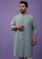 Cloud Grey Striped Kurta In Art Silk