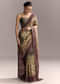 Coffee Brown Cotton Hand Painted Saree With Contrast Border