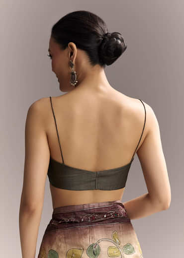 Coffee Brown Cotton Hand Painted Saree With Contrast Border