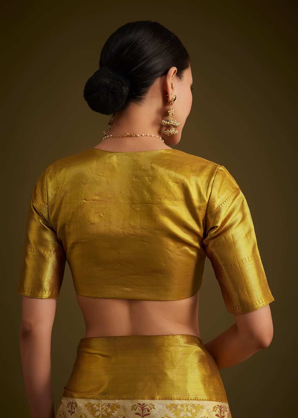 Coffee Beige Kanjivaram Silk Saree With Golden Zari Border