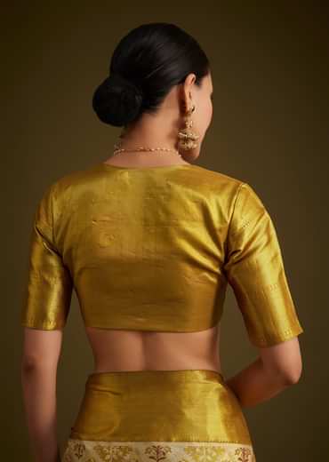 Coffee Beige Kanjivaram Silk Saree With Golden Zari Border