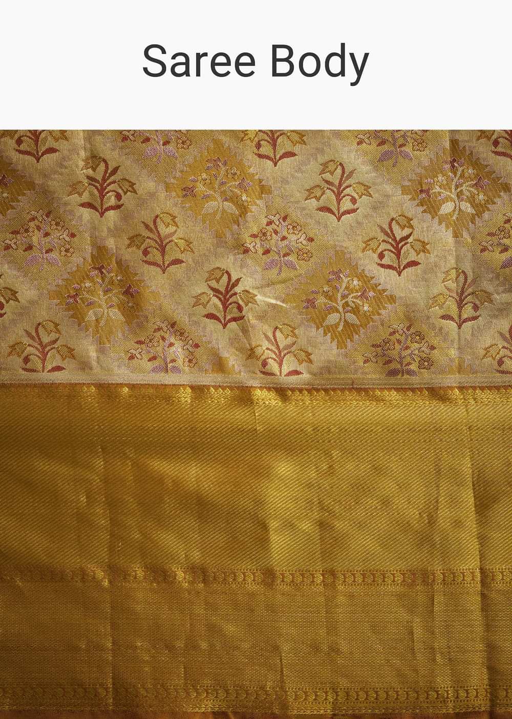 Coffee Beige Kanjivaram Silk Saree With Golden Zari Border