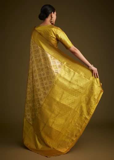 Coffee Beige Kanjivaram Silk Saree With Golden Zari Border