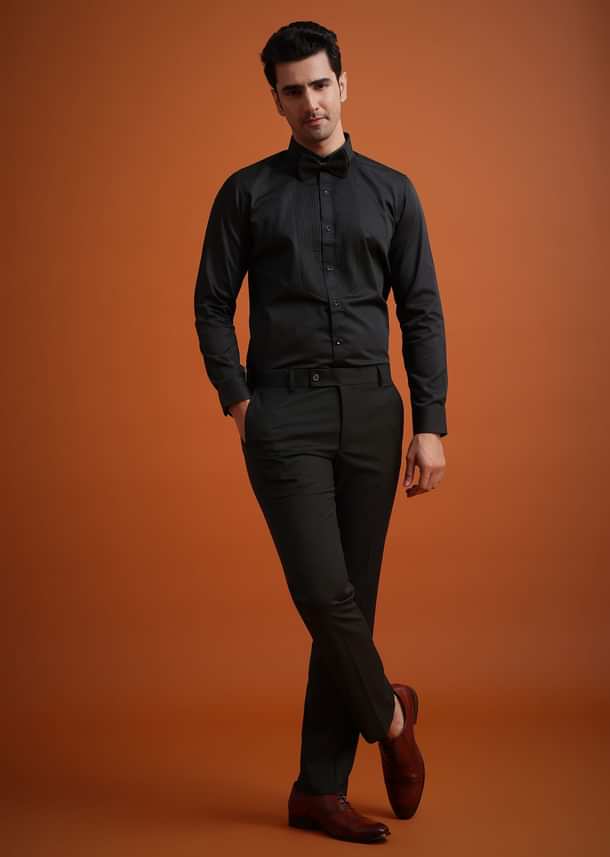 Coffee Brown Knit Tuxedo Set With Waistcoat And Bow Coffee Brown Knit Tuxedo Set With Waistcoat And Bow