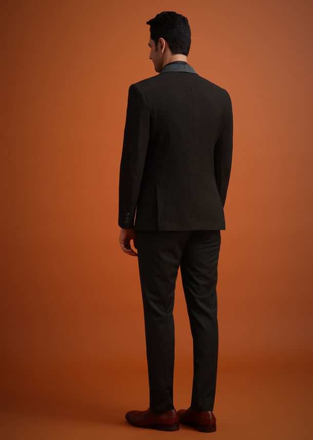 Coffee Brown Knit Tuxedo Set With Waistcoat And Bow Coffee Brown Knit Tuxedo Set With Waistcoat And Bow