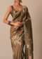 Coffee Brown Tussar Saree With Mirror Border And Unstitched Blouse Piece