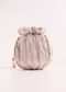 Peach Shimmer Knitted Fabric Potli Bag With Pearl Handle