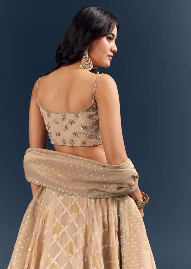 Copper Banarasi Silk Bridesmaid Lehenga With Heavy Hand Embroidery