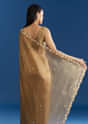 Copper Brown Organza Tissue Saree With Beaded Border