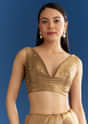 Copper Brown Organza Tissue Saree With Beaded Border