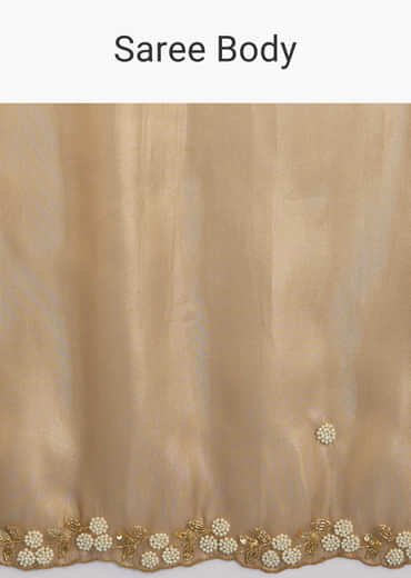 Copper Brown Organza Tissue Saree With Beaded Border