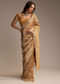Copper Tissue Saree with Heavy Floral Embroidery