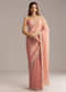 Copper Tissue Saree With Scallop Border And Sequin Embroidery
