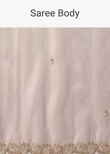Copper Brown Foil Saree In Tissue With Cut Dana Embroidered Borders
