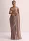 Copper Saree With Embroidered Border And Unstitched Blouse