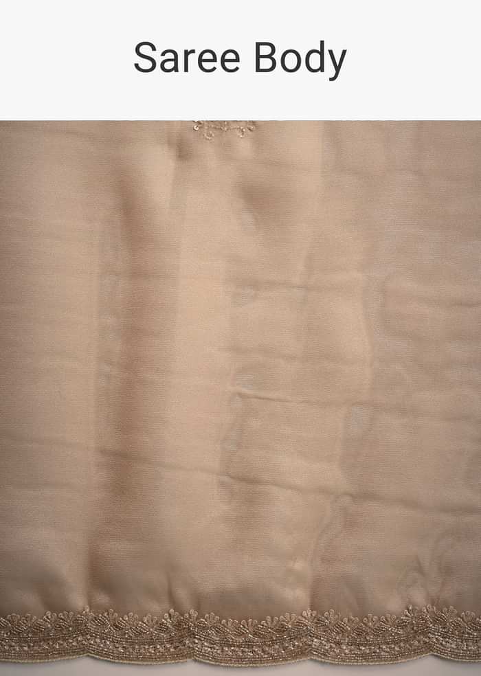 Copper Tissue Saree With Cutdana And Stone Embroidery