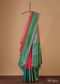 Coral Orange And Jade Green Silk Saree With Zari Weave And Unstitched Blouse