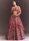 Coral Pink Embroidered Lehenga Set With Net Dupatta