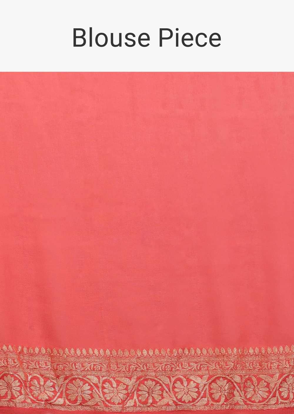 Coral Pink Saree In A Traditional Silhouette In Georgette With Floral Jaal Work