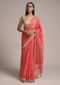 Coral Pink Saree With Lehariya Print And Paisley Motifs On The Pallu Along With Gotta Border Online - Kalki Fashion