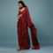 Blood Red Ready-Pleated Embroidered Saree