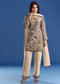 Cream Beaded Kurta Dupatta Set With Georgette Pant