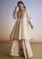Cream Chinon Moti Work Kurta Sharara Suit With Dupatta