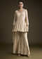 Cream Chinon Palazzo Suit With Sequins And Resham Work