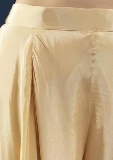 Cream Crepe Crop Top Palazzo Set with Floral Print