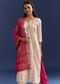 Cream Dola Silk Kurta With Gotta Work And Bandhani Pink Dupatta