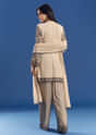 Cream Georgette Fully Beaded Kurta Pant Set With Dupatta