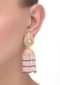 Cream Jhumkas With Drop Stud Embellished With Crystal And Bead Fringes  Online - Kalki Fashion