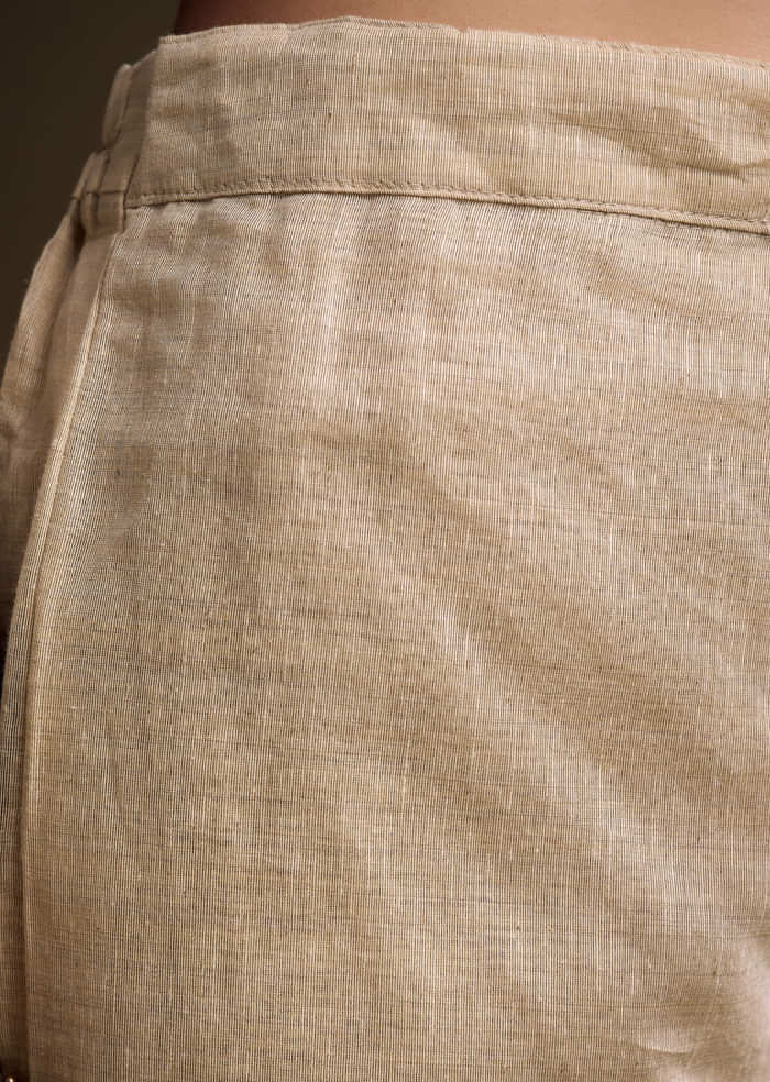 Cream Khadi Kurta Set With Thread Embroidery