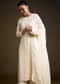 Cream Organza Kurta Set With Resham And Moti Embroidery