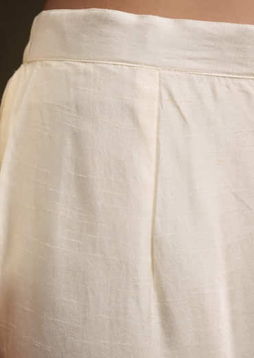 Cream Organza Kurta Set With Resham And Moti Embroidery