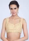 Cream Blouse In Raw Silk With Sequins And Moti Embrodiery Online - Kalki Fashion