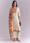 Cream Silk Kurta Set With Ikat Style Print