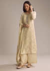 Cream White Banarasi Georgette Palazzo Suit